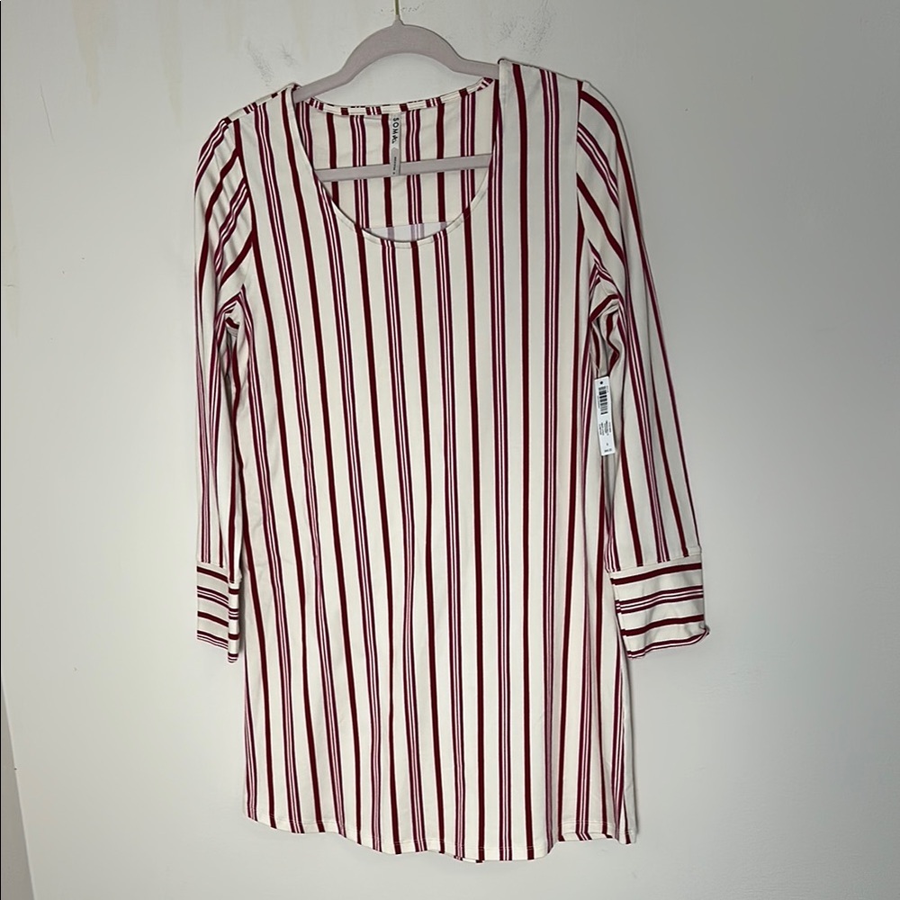 Soma Sleep Shirt smart, stripe champagne, size small NWT